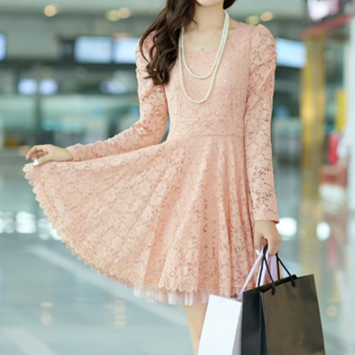 Long Sleeves Lace One Piece Dress On Luulla