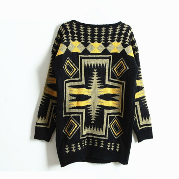 Tribe Pattern Sweater For Women W8-10-5 on Luulla